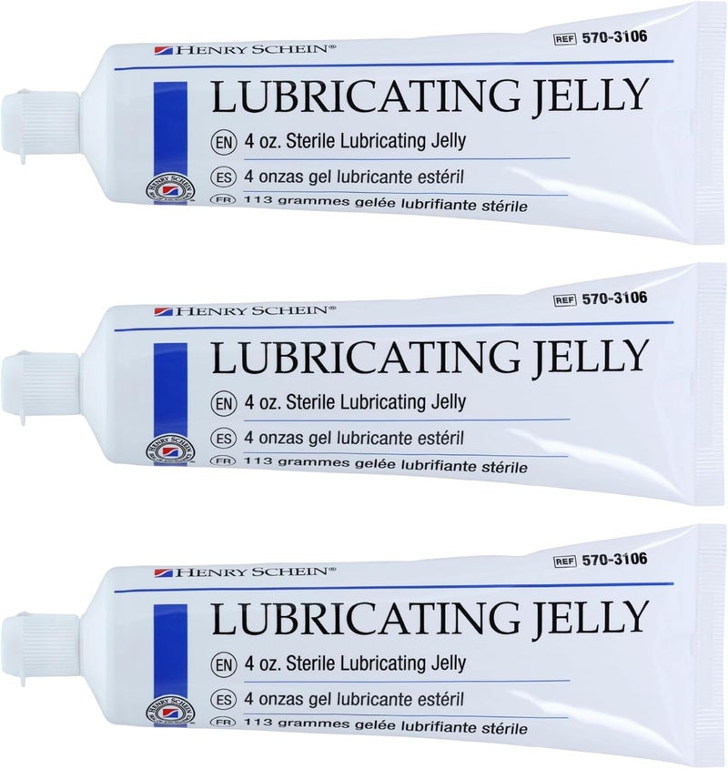 Henry Schein Sterile Lubricating Jelly – 4 oz Flip-Top Tubes, 3-Pack – Water-Soluble, Non-Greasy Formula for Medical and Personal Use, Easy Dispensing and Application - Image 1